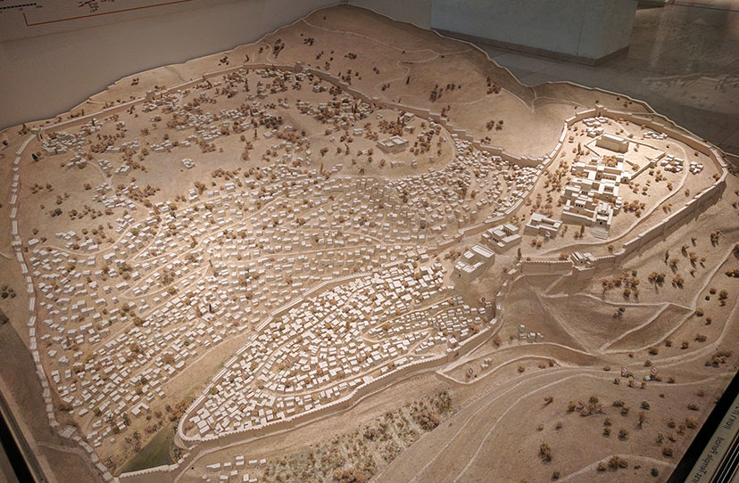 דגם ירושלים בימי בית ראשון במוזיאון ארצות המקרא (צילם: אריאל רייטנר)